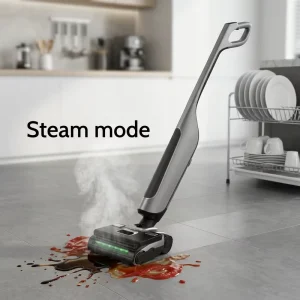 0.8L Cordless Steam Floor Washer and Wet and Dry Vacuum Cleaner with Hot Air Drying