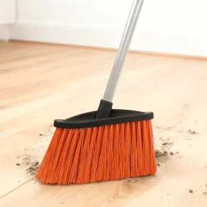 1 Pack Heavy Duty PET Broom Head with 55 Inch Long Handle for Indoor and Outdoor Sweeping