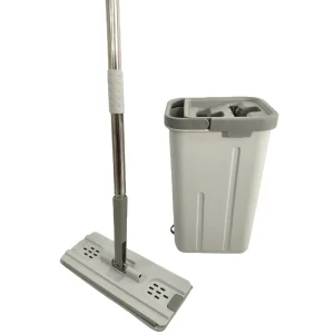 10-Liter Gray Mop with Wringer and Bucket for Washing Floors