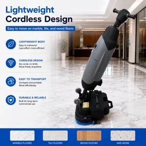 1000 m²/h Floor Scrubber Dryer with 130-Minute Runtime, Cordless Auto Double-Disc Cleaner for Supermarkets