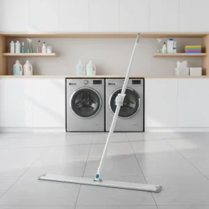 100CM Microfiber Self-Wringing Stainless Steel Flat Mop with 2 Washable Pads and Scraper