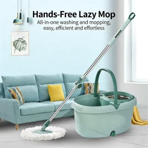 10Yrs OEM ISO CE Hand Free Dual Drive 360 Rotating Wet Dry Anti Splash Auto Drain Stainless Steel Microfiber Spin Mop Bucket Set