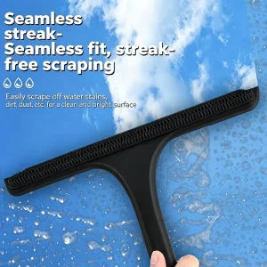 11-Inch Silicone Shower Squeegee with Ergonomic Handle and Hanging Hook for Glass Doors, Windows and Mirrors