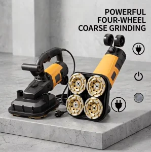 110V 220V Four-Wheel Handheld Concrete Floor and Wall Grinder with Dust Vacuum CE Certified