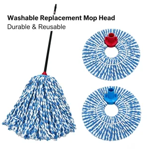 110g Microfiber Polyester Mop with Circular Absorbent Core, Swivel Handle, and Self-Wringer