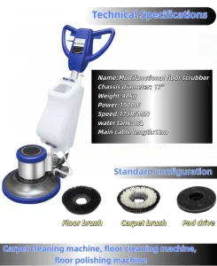 12 Meter Power Cord Electric Floor Cleaning Polishing Waxing and Carpet Cleaning Machine