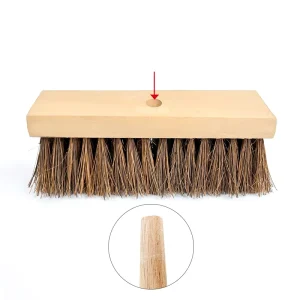 12-inch Heavy-Duty Floor Squeegee with Wooden Broomstick for Concrete Decks, Patios, and Rough Surfaces