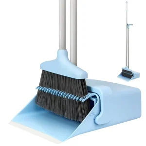 120 cm Aluminum Dustpan and Brush Set with Durable Handle for Home and Garden