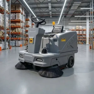 1200W Electric Industrial Ride-On Sweeper with Self-Propulsion for Warehouse and Factory Cleaning