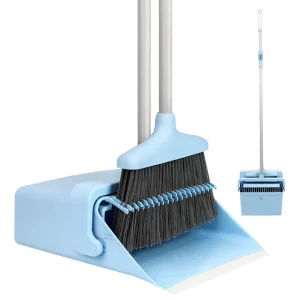 120cm Aluminum PP 3-Piece Floor Broom and Dustpan Set with Standing Dustpan and Plastic Bristles