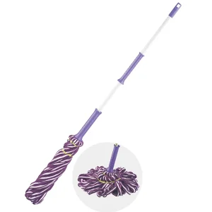 126cm Extendable Handle Microfiber Head Floor Cleaning Tool Lightweight Purple Twist Spin Mop
