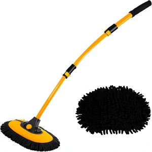 15 Curved Car Wash Brush Long Handle 43-Inch Extension Pole Microfiber Cleaning Mop Model BS-WH1 for RV Truck SUV Boat