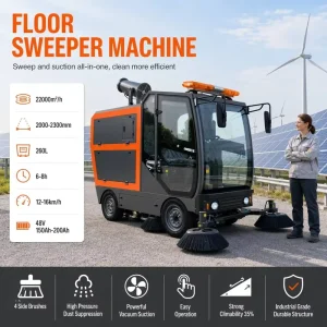 1580kg Ride-On Floor Sweeper 2300mm Cleaning Path 35% Climbing Ability Hydraulic Disc Brake for Large Outdoor Areas