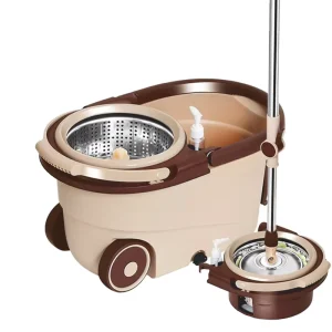 15L Spin Mop and Bucket Set with Pull Rod, Large Wheels, 180° Rotation, Fast-Dry Microfiber Mop, Telescopic Stainless Steel Handle