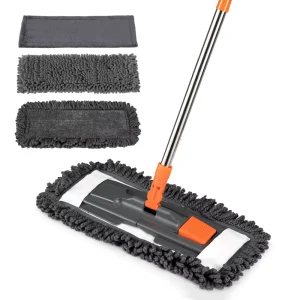 16-Inch Microfiber Dust Mop with 3 Washable Pads and 51-Inch Stainless Steel Handle for Tile and Marble Floors
