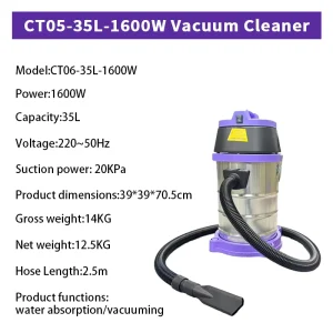 1600W 35L Wet and Dry Vacuum Cleaner for Commercial Car Wash and Industrial Cleaning