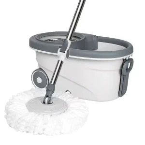 16L 360 Spin Mop Bucket Set with Telescopic Steel Handle, Wringer, and Wheels
