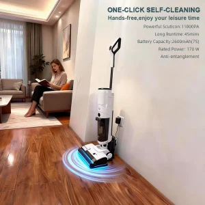 170W Floor Washing Vacuum Cleaner Self-Cleaning Cordless Handheld Wet/Dry Vacuum Cleaner for Hard Floors