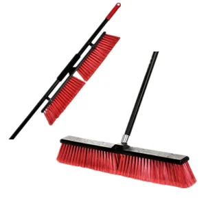 18” Heavy Duty Smooth Surface Squeegee Push Broom Aluminum Dustpan Wide Cleaner Head Synthetic Fiber Bristles Indoor Outdoor