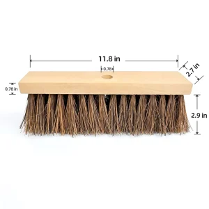 18 Inch Home Cleaning Long Broom with Wood and Plastic Head, Fiber Bristles, Dustpan, and Floor Squeegee, Factory Direct