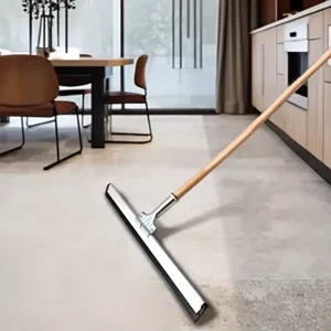 18-Inch Kitchen Tile Floor Squeegee with Aluminum Alloy Steel Frame and Curved Rubber Wiper for Grease Removal
