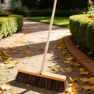 18 Inch Wooden Outdoor Broom for Leaves, Sand, and Dirt in Yards, Patios, and Driveways