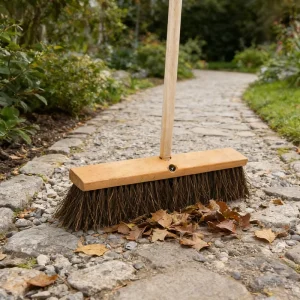 18 Inch Wooden Outdoor Broom for Leaves, Sand, and Dirt in Yards, Patios, and Driveways