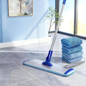 18″ Microfiber Mop High Absorbency Quick Drying Floor Cleaning System Home Cleaning Flat Mop