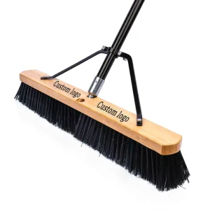 18- or 24-Inch Heavy-Duty Plastic and Wood-Handle Wide Floor Push Broom