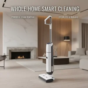 180-Degree Lie-Flat HEPA Vacuum Mop, Brushless Motor, Self-Cleaning, Hot Air Drying, 18kPa Suction, 5000mAh Battery