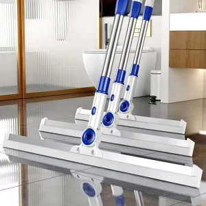 180° Rotating Telescopic Stainless Steel Pole Foldable Wet and Dry Silicone Floor Squeegee, 35 cm/50 cm