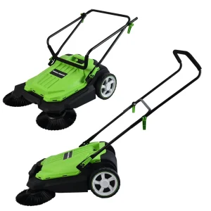 18L Manual Walk-Behind Garden and Lawn Sweeper with Foldable Handle