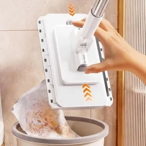 18cm Hands-Free Disposable Flat Mop with Electrostatic Clip Cloth for Wet and Dry Cleaning