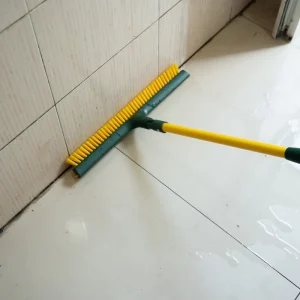 2 in 1 42cm Dual Action Wide Head Rubberized Double Lip Leaves Mud PP+PVC+Steel Squeegee Broom Dustpan Garden