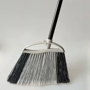 2 in 1 Angle Broom with Detachable Hand Brush Integrated Grip Yellow Lobby Sweeper with 4 Section Spliced Metal Handle