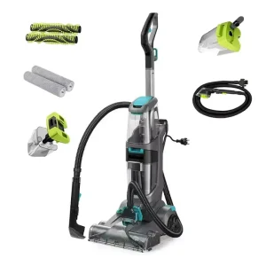 2-in-1 Bagless Upright Vacuum and Wet Carpet Cleaner, Electric or Battery-Powered, for Home and Hotel Use