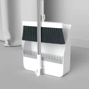 2-in-1 Broom and Dustpan Set with 180-Degree Rotatable Long Handle for Home and Office