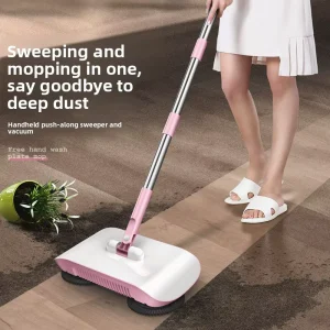 2 in 1 Hand Push Sweeper Household Manual Floor Cleaning Machine Integrated Broom Dustpan Mop Set Non electric Sweeping Tool