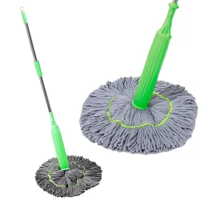 2-in-1 Handheld Wet and Dry Spin Mop with Long Stainless Steel Pole