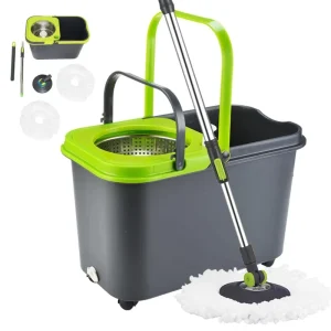 2-in-1 Hands-Free Spin Mop with 360-Degree Rotating Mop, Lift-Out Bucket and Microfiber Refills