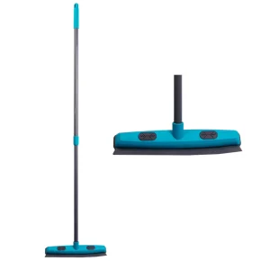 2-in-1 Heavy-Duty Rubber Floor Squeegee Broom with Long Handle for Bathrooms and Tile