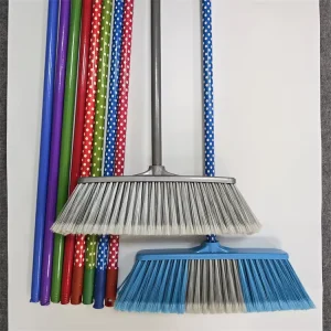 2-in-1 Long Handle Floor Scrub Gap Brush with Stiff Bristles, Wiper, and Squeegee