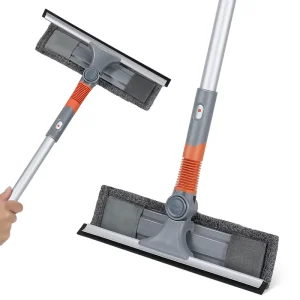 2-in-1 Microfiber TPR Window and Floor Cleaning Squeegee with Long Handle