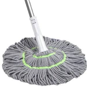 2-in-1 Self-Wringing Microfiber Spin Mop with Steel Pole and Squeeze Bucket for Floor and Wall Cleaning