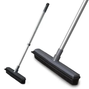 2-in-1 Soft Rubber Carpet Broom TPR Sweeper and Squeegee Floor Brush for Pet Hair Removal and Cleaning