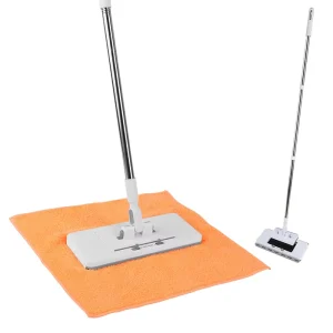 2-in-1 Stainless Steel Self-Clamping Mop with Replaceable Disposable Cloth for Wet Tissue, Window, and Floor Cleaning