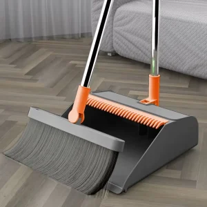 2-in-1 Stand-Up Floor Broom and Dustpan Set for Kitchen Room Office Lobby