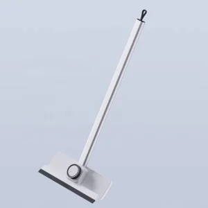 2-in-1 Wet-Dry Window Cleaning Tool with Extended Plastic Handle, Scraper, Squeegee and Suction Cup