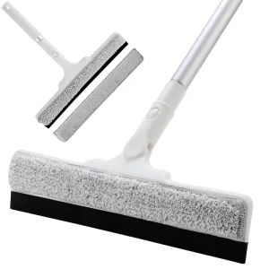 2-in-1 Window Cleaner 57.8-in Long Handle Squeegee with 12-in Shower Squeegee Rotatable Head for Glass Mirror and Car
