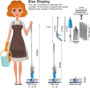 2-in-1 Window Cleaner and Spray Mop Set with Water Sprayer and Washable Microfiber Pads